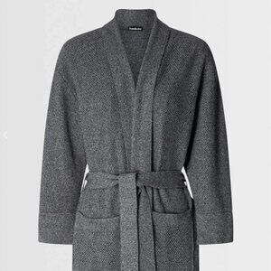 Bemboka Knitted Cotton Bathrobe in Marl Grey L/XL